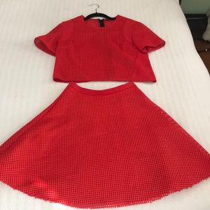 •Sachin & Babi Sample matching red skirt and top•